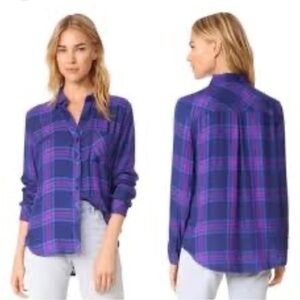 Rails Taitum long sleeve button down navy Blue ultra violet XS